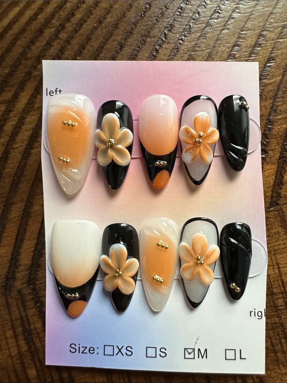 Peach Floral Press-On Nails - Women Accessories